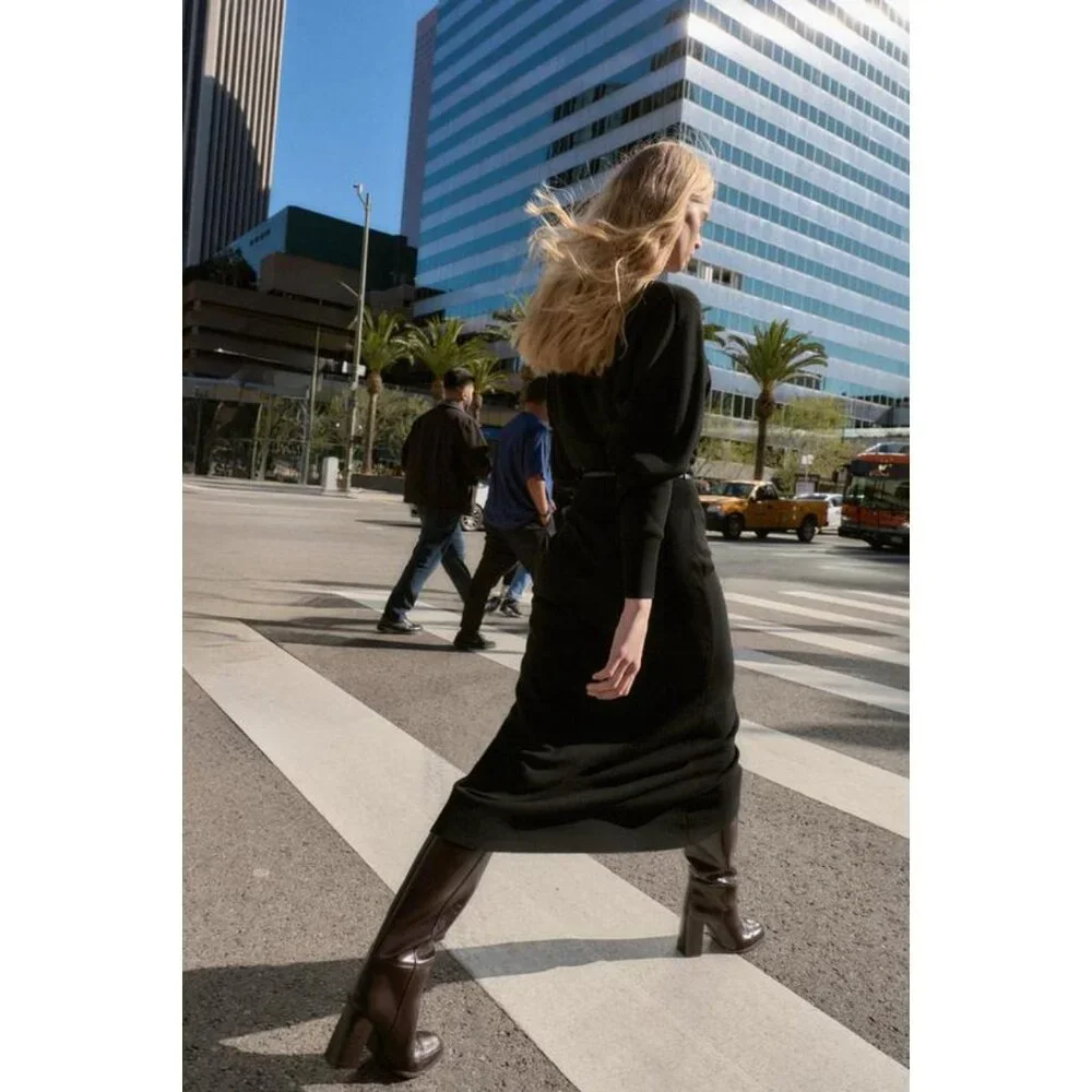 ZARA BELTED MIDI DRESS - Picture 5 of 10